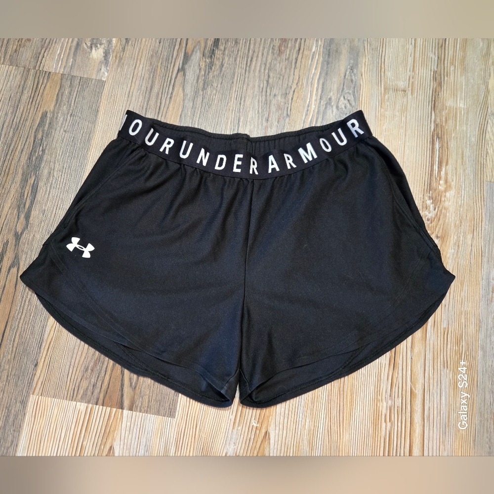 Under Armour Black Athletic Shorts with White Logo